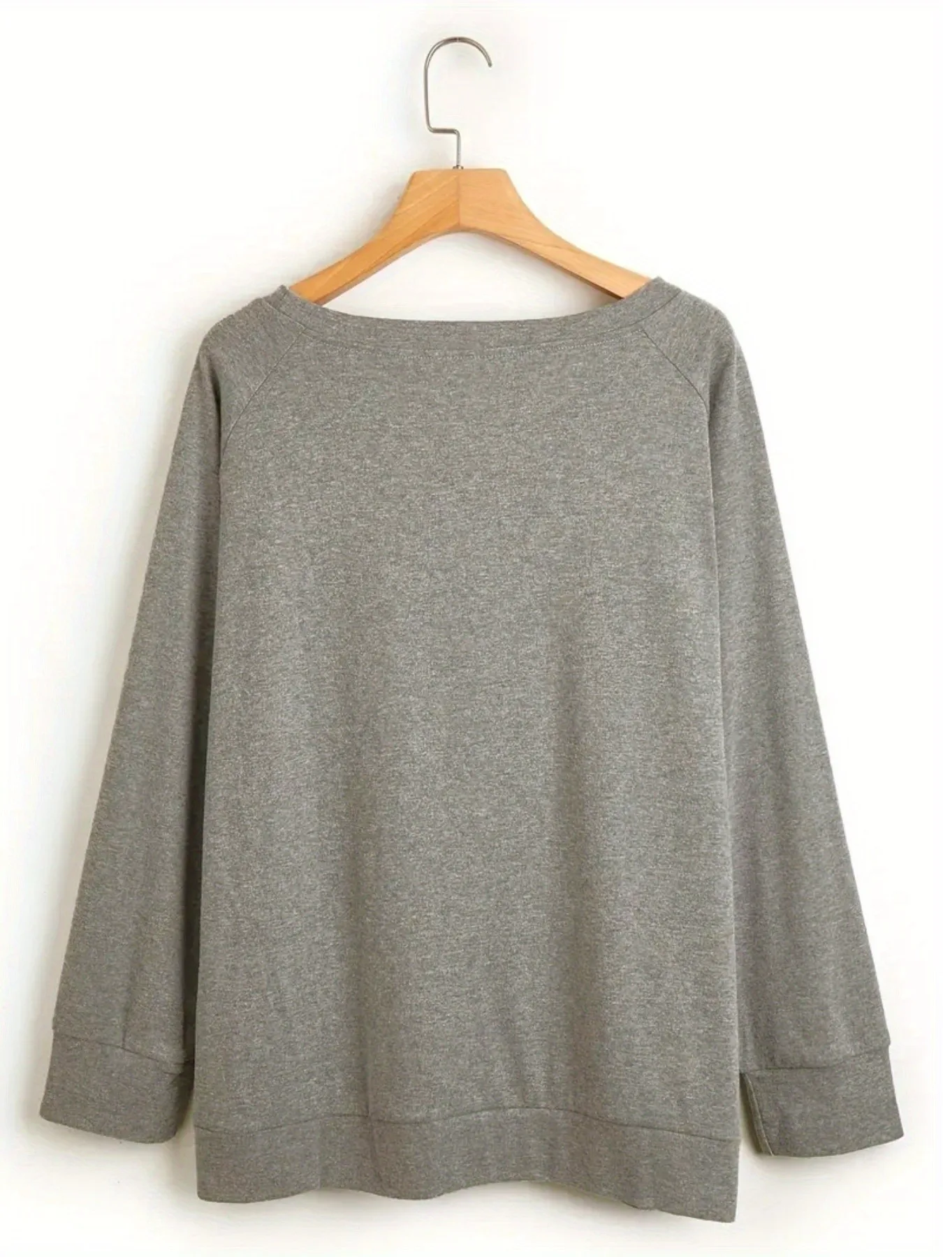 Women's Autumn and Winter Casual Loose Warm Print Comfortable Plus Velvet Long-Sleeved Round Neck Sweatshirt