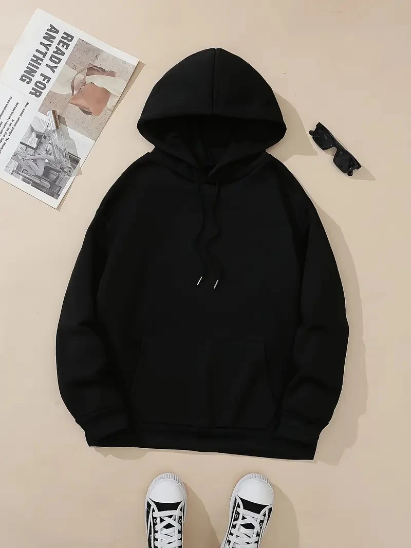 Women's Autumn and Winter Fashion Casual Sports Loose Los Angeles Print Fleece Warm Long Sleeved Pocket Hooded Sweatshirt