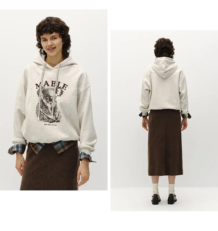 Semir Women Hoodie Fleece Lined Panelled Design Hooded Design Oversized Fit 2026 Winter Soft Comfort Casual Style Warm Layer