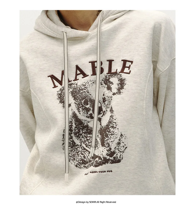 Semir Women Hoodie Fleece Lined Panelled Design Hooded Design Oversized Fit 2026 Winter Soft Comfort Casual Style Warm Layer