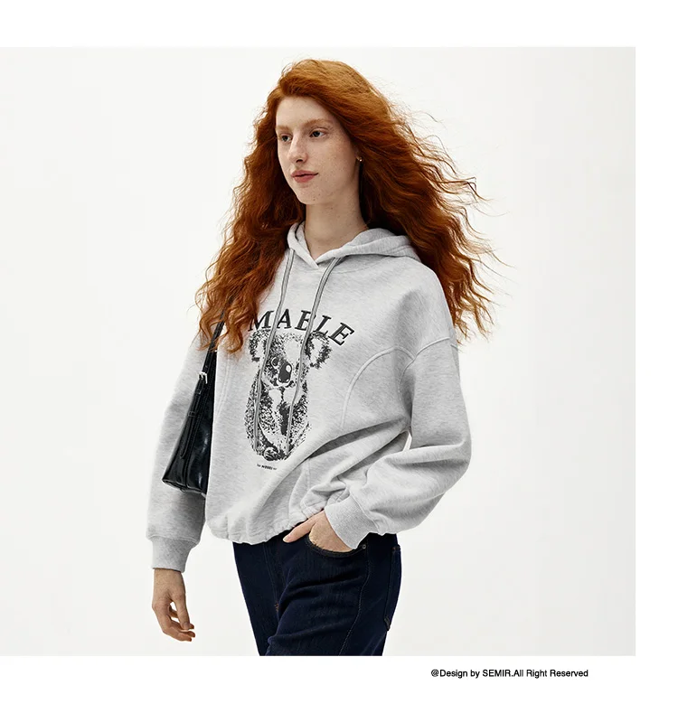 Semir Women Hoodie Fleece Lined Panelled Design Hooded Design Oversized Fit 2026 Winter Soft Comfort Casual Style Warm Layer