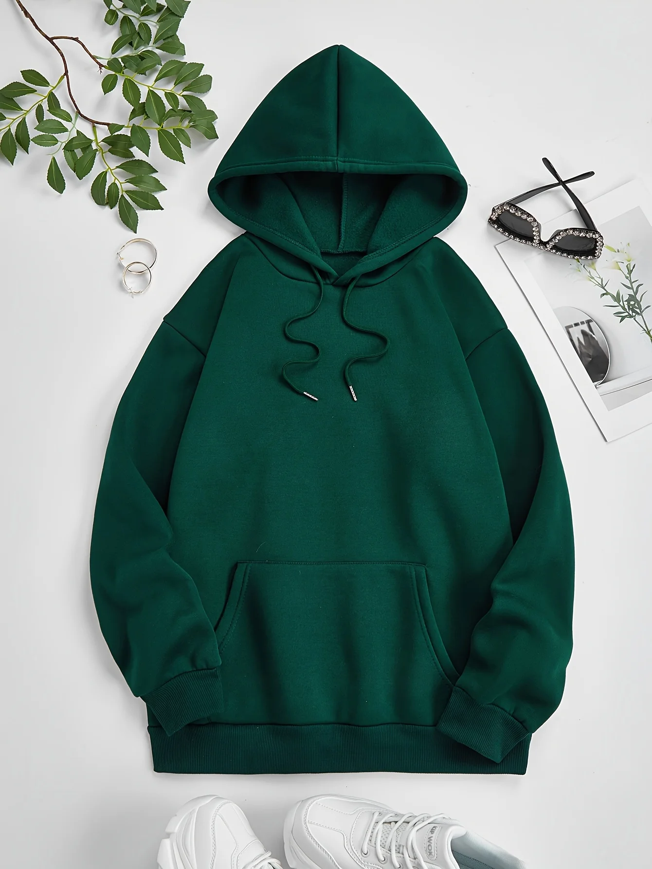 Women's Autumn and Winter Fashion Casual Sports Loose Los Angeles Print Fleece Warm Long Sleeved Pocket Hooded Sweatshirt