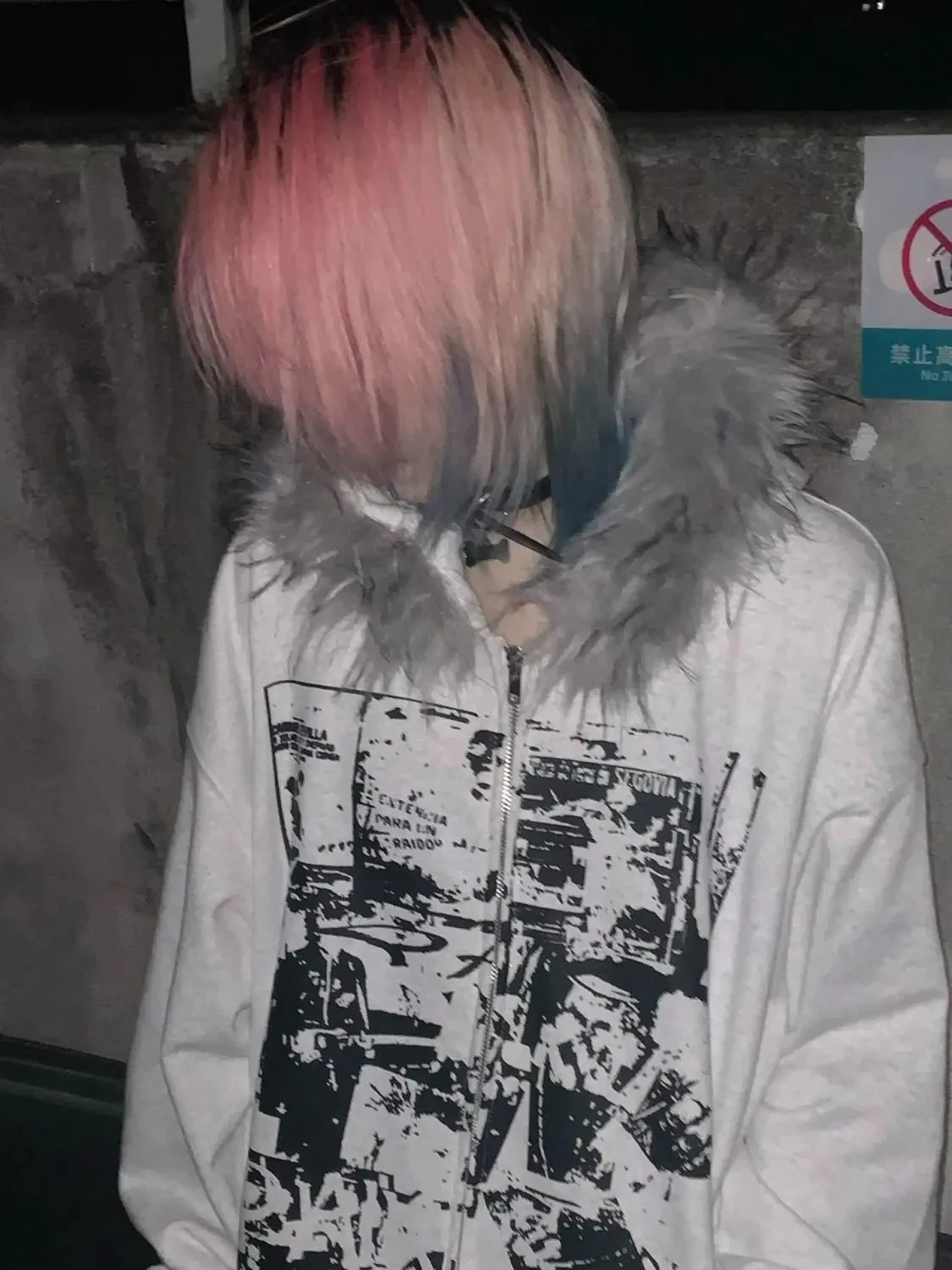 2026 Subculture Faux Fur Print Jacket with Hooded Women Casual Slim Vintage Hoodies Y2k Gothic Punk Cropped Zipper Sweatshirt