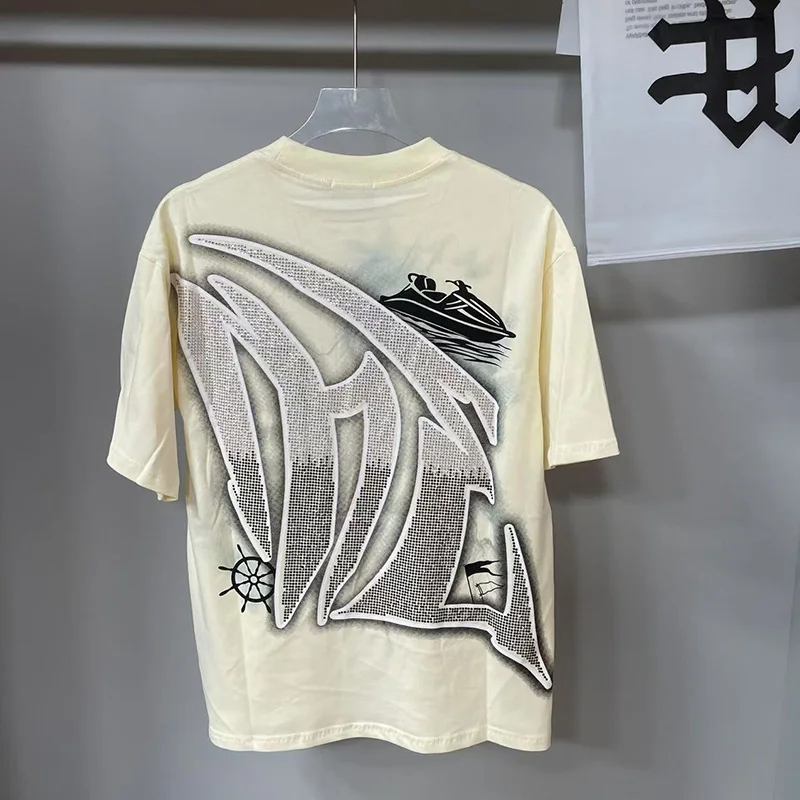 Mixed Emotion Streetwear Summer Angel Baby Rhinestone Loose Pure Cotton Shiirt for Men Women Hip Hop Tops