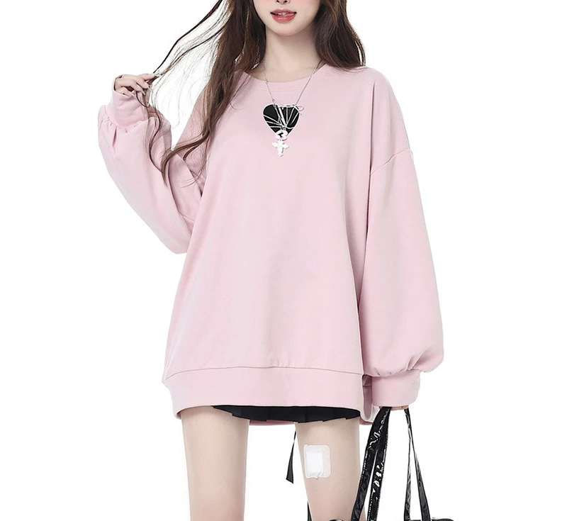 Sweet Bow Ribbon Ties Sweatshirt Women Chic Love Embroidery Y2K Loose Pullover Autumn Casual O Neck Long Sleeve Jumper Tops New