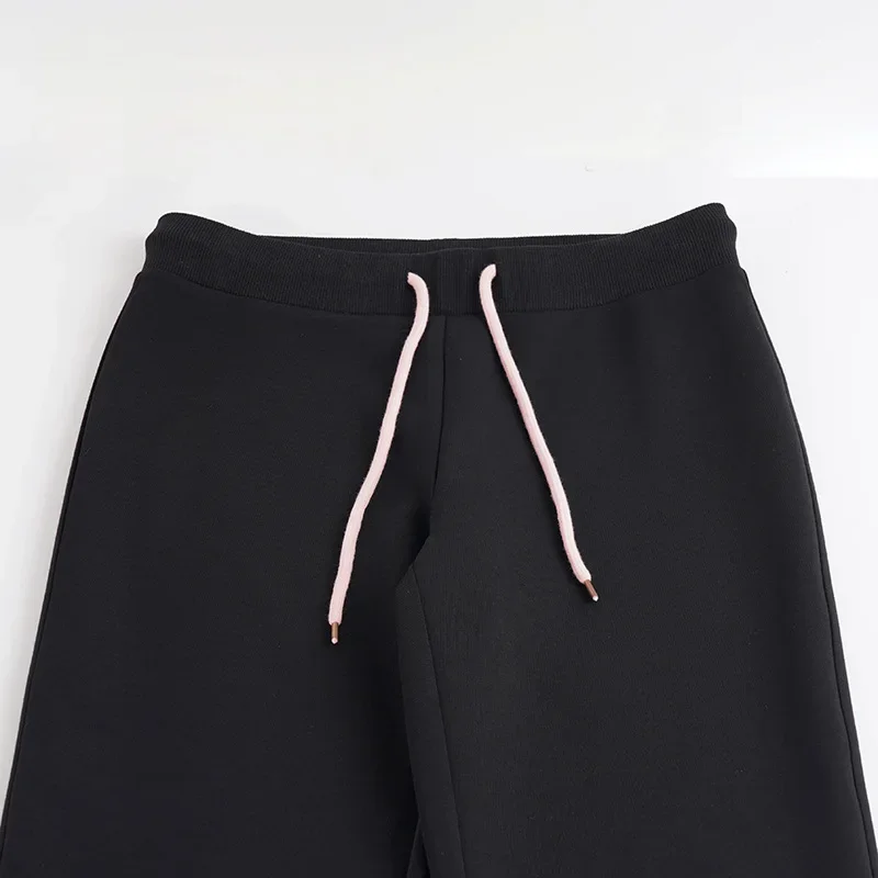 Women Cropped Hoodie sweatshirts Sexy Slim Chic Fur Collar Cardigan Sweatshirt Elastic Waist Drawstring Pants French Streetwear