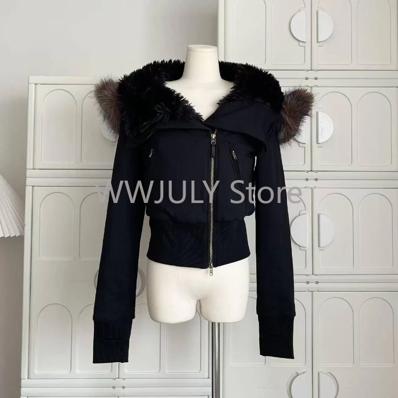 Winter Hoodie Coat Women Academia Y2k Streetwear Long Sleeve Sweatshirts Grunge Pullovers 2000s Lambs Wool Jacket New Chic