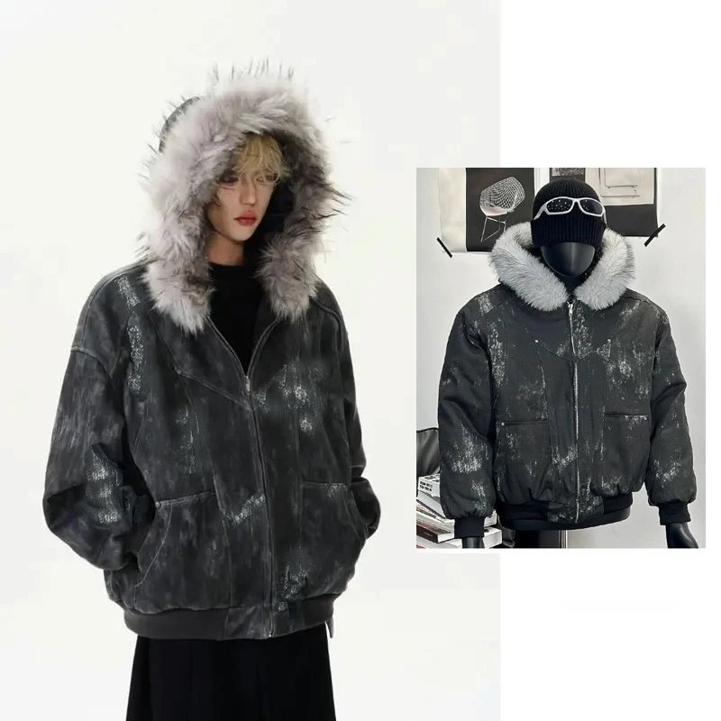 American Retro Jacket Hooded Women Casual Faux Fur Pure Color Vintage Longe Sleeve Sweatshirt Aesthetics Parkas Autumn Clothing