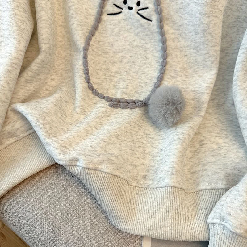 Cute Cat Sweatshirt Women Casual O Neck Lazy Wind Loose Pullover Autumn Winter Kawaii Fashion Female Long Sleeve Jumper Tops New