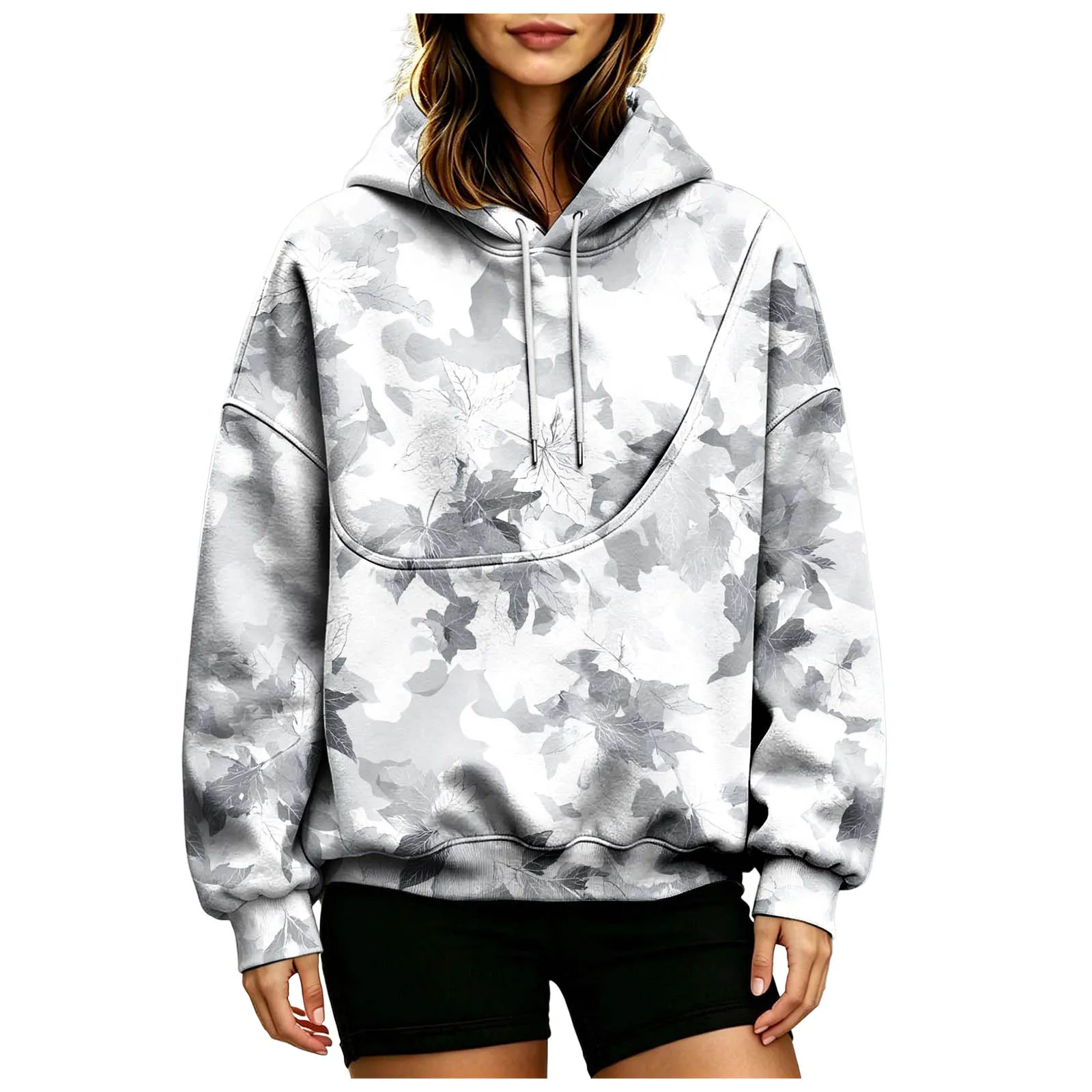 Women Fall And Winter Hoodie With Pet Pouch Oversized Pocket Colorful Print Sweatshirt For Dogs And Cats Womens Hoodies Zipper
