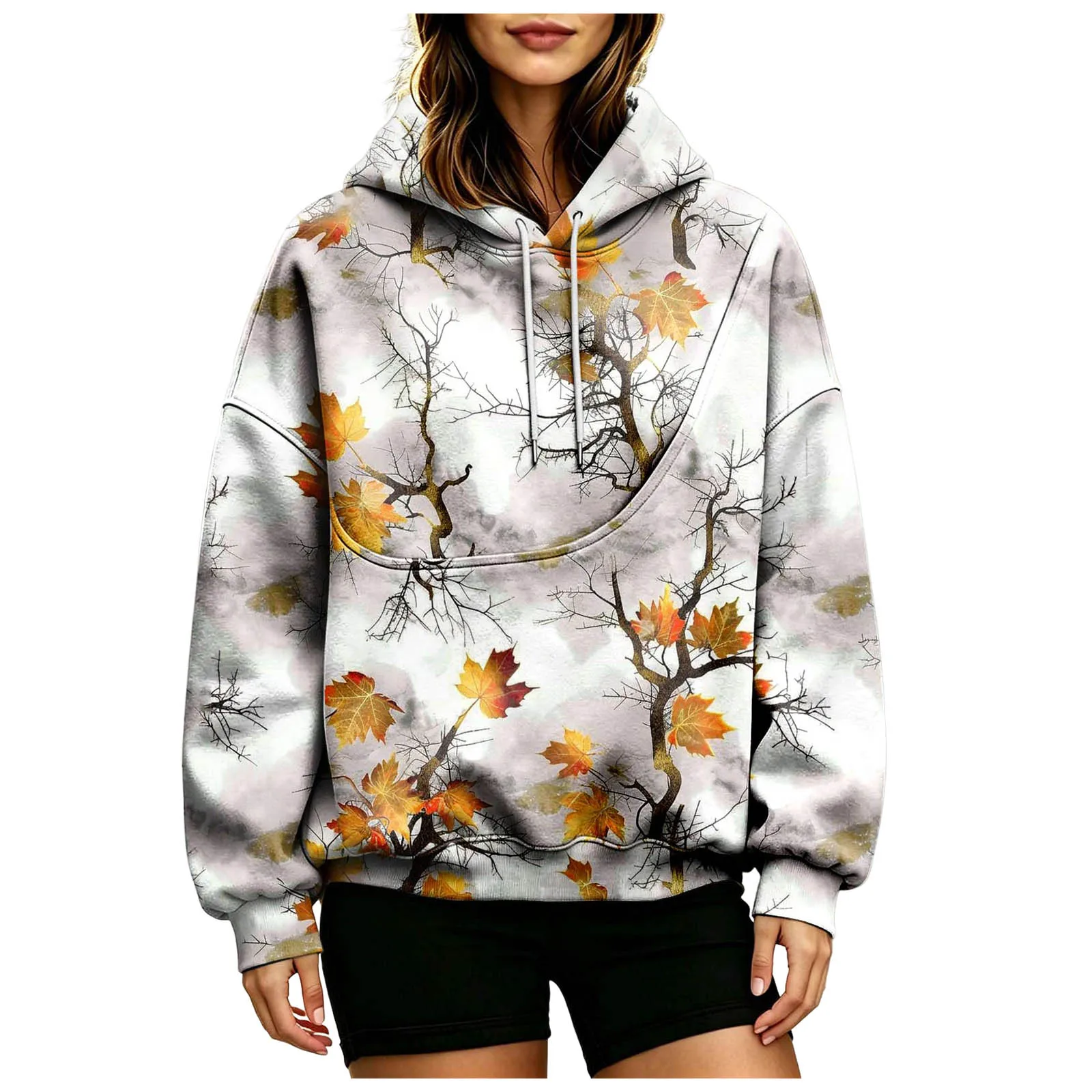 Women Fall And Winter Hoodie With Pet Pouch Oversized Pocket Colorful Print Sweatshirt For Dogs And Cats Womens Hoodies Zipper
