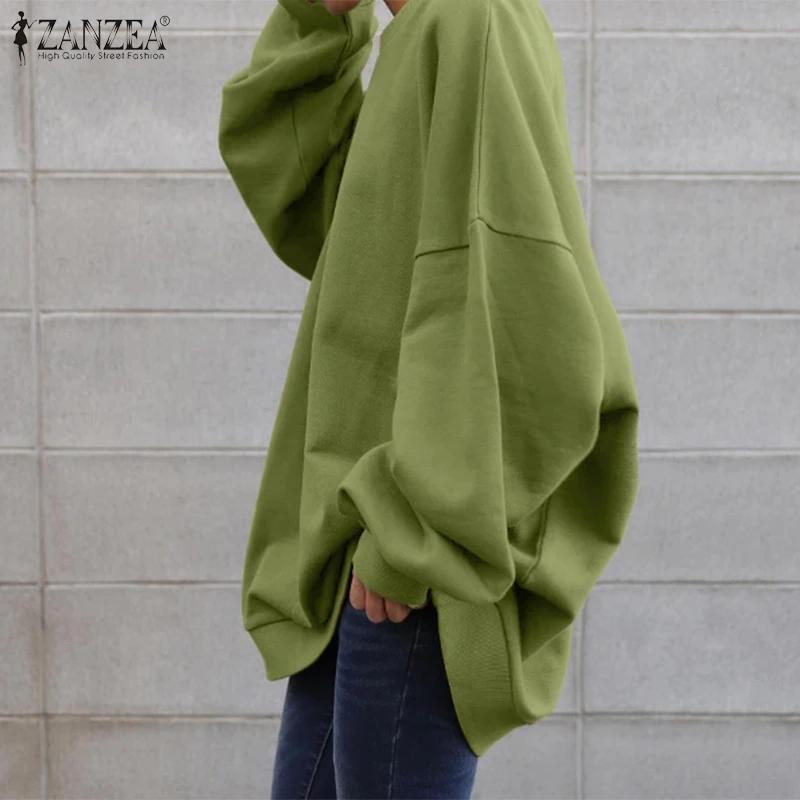 ZANZEA Streetwear Long Sleeve Pullover Tops Women Autumn 2024 Loose Oversize Long Hoodies Korean Fashion Casual Sweatshirts