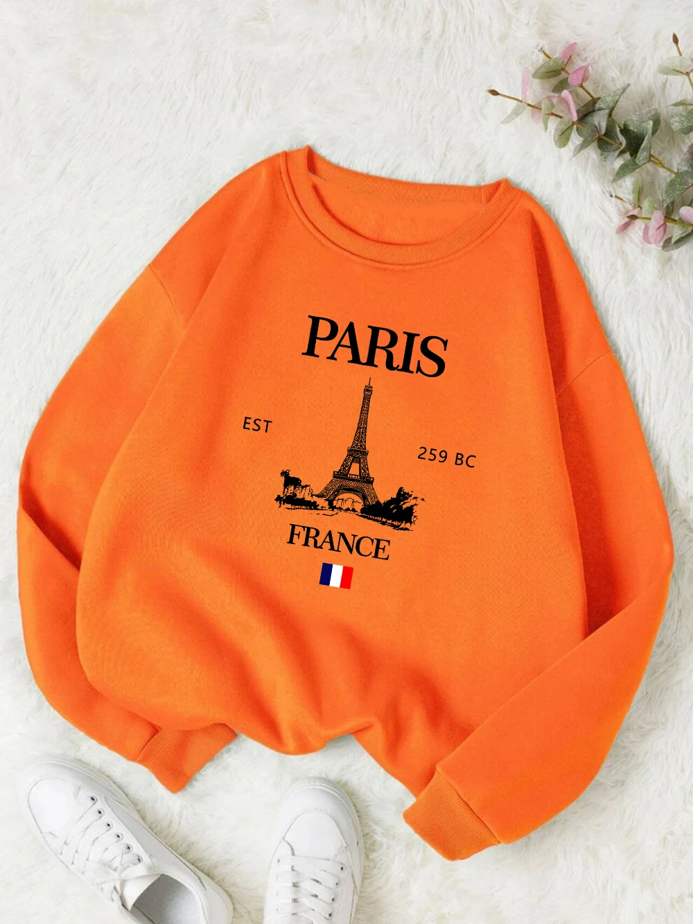 Fashion Womens Hoodie Paris France Eiffel Tower Printing Sweatshirt Warm Fleece Comfortable Pullovers Autumn Female Streetwear