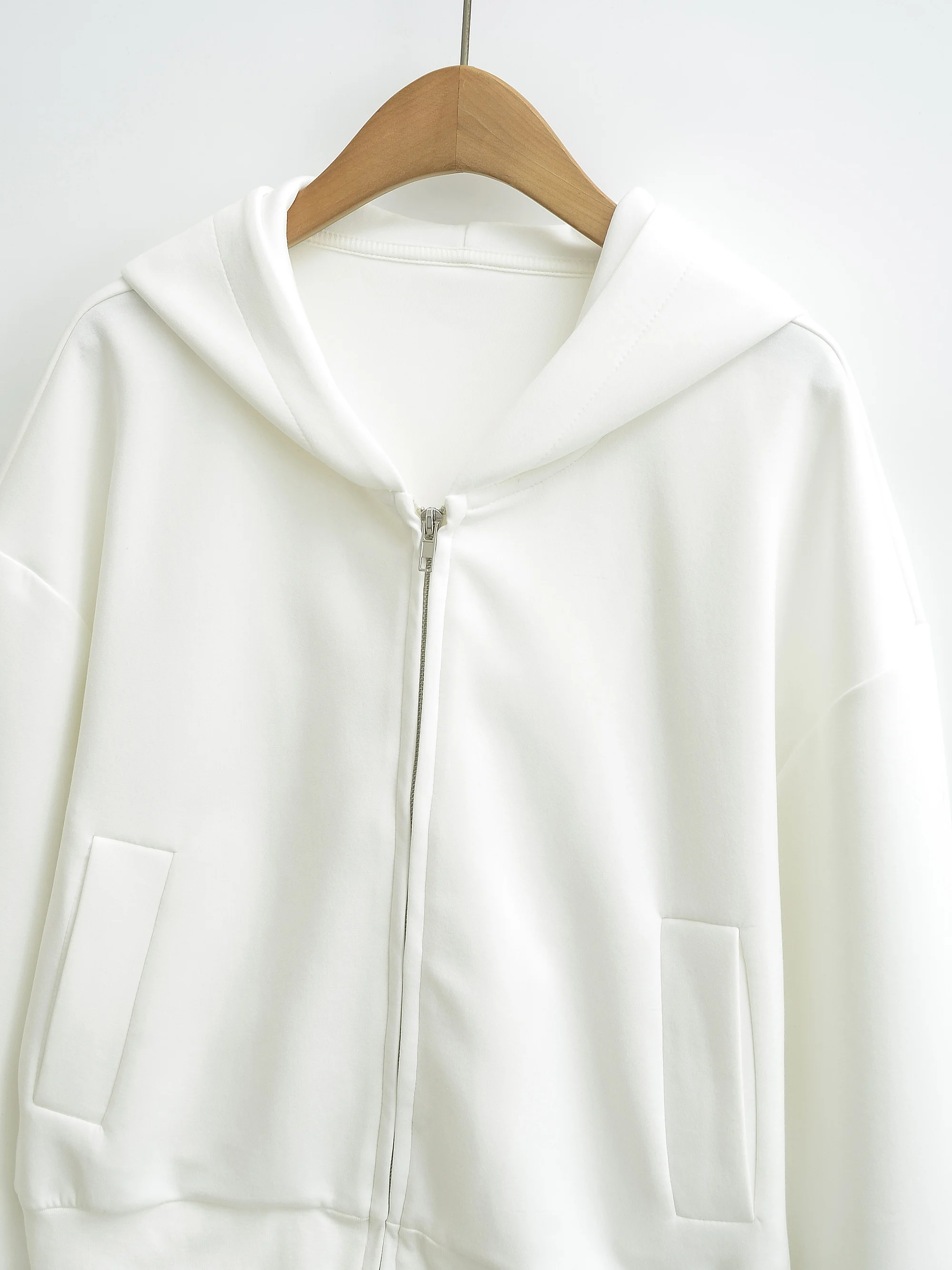 5 Colors Autumn Women Zip Up Hooded Sweatshirt Drawstring Hat Long Sleeve Hoodies Sweats Loose Jumper Gray Navy White