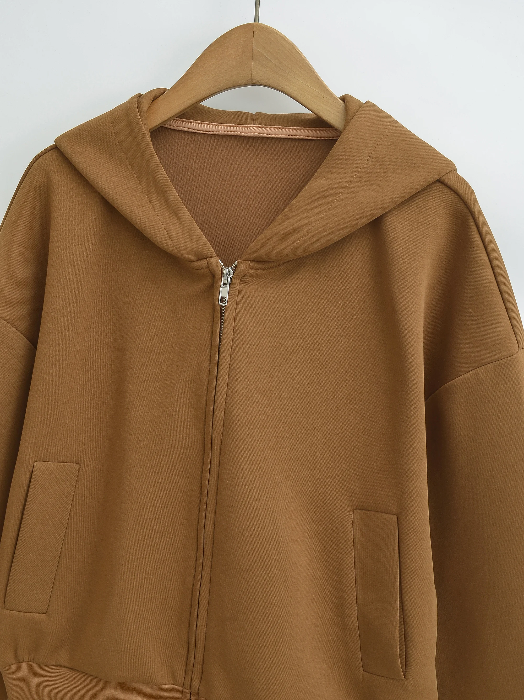 5 Colors Autumn Women Zip Up Hooded Sweatshirt Drawstring Hat Long Sleeve Hoodies Sweats Loose Jumper Gray Navy White