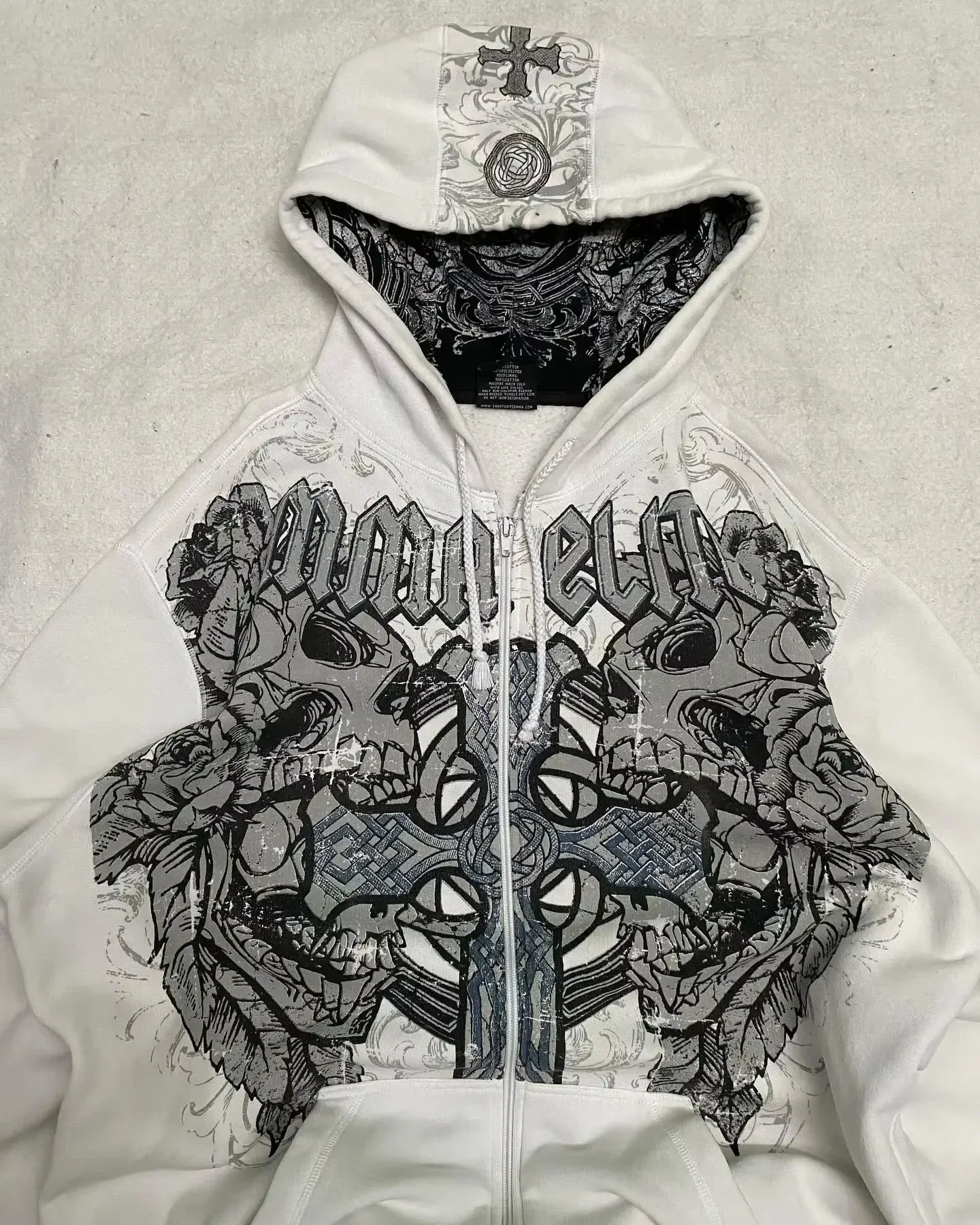 Vintage MMA Elite Men's New Zipper HoodieY2K Best Selling Harajuku Hip Hop Skull Letter Graphics Extra Large Couple Street Wear