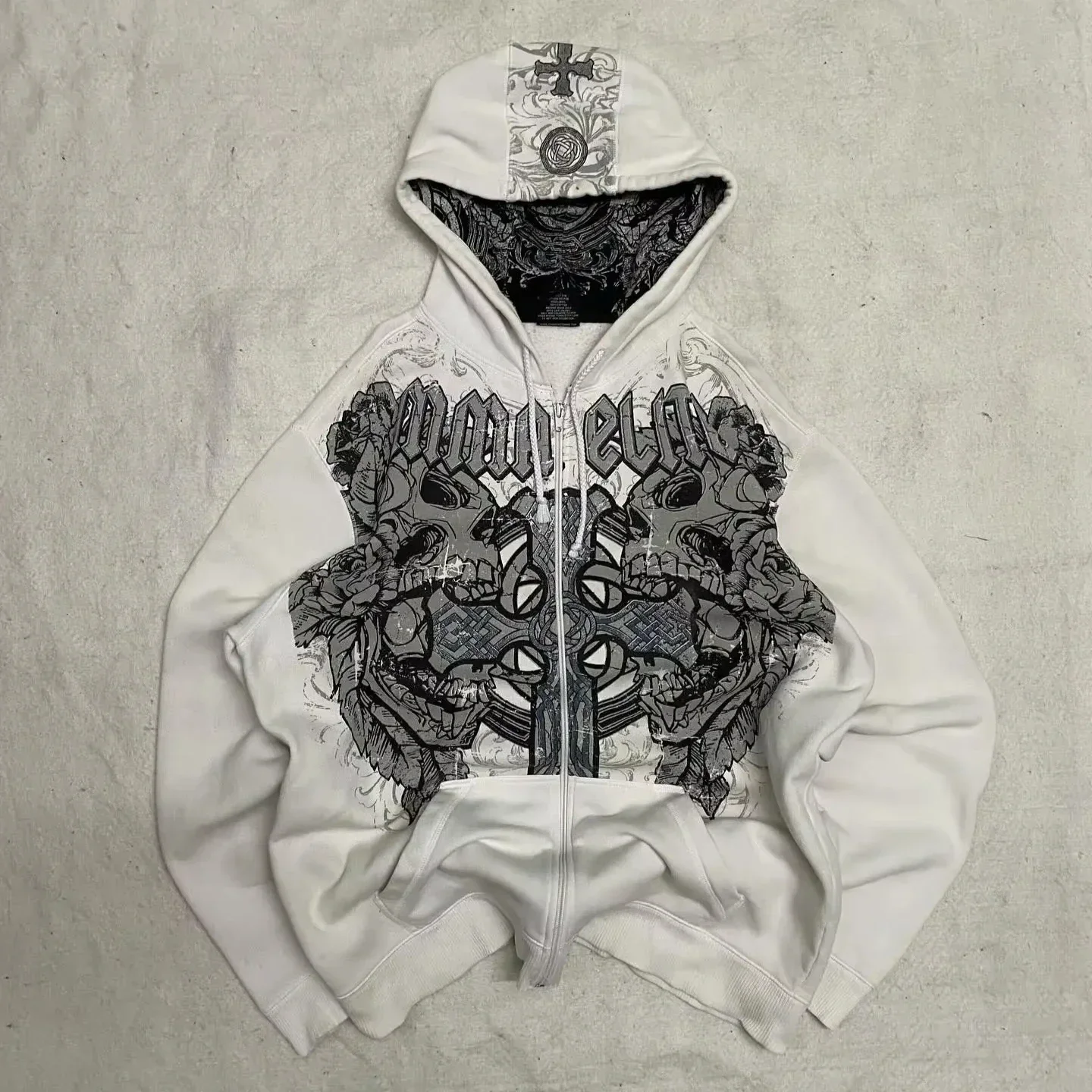 Vintage MMA Elite Men's New Zipper HoodieY2K Best Selling Harajuku Hip Hop Skull Letter Graphics Extra Large Couple Street Wear