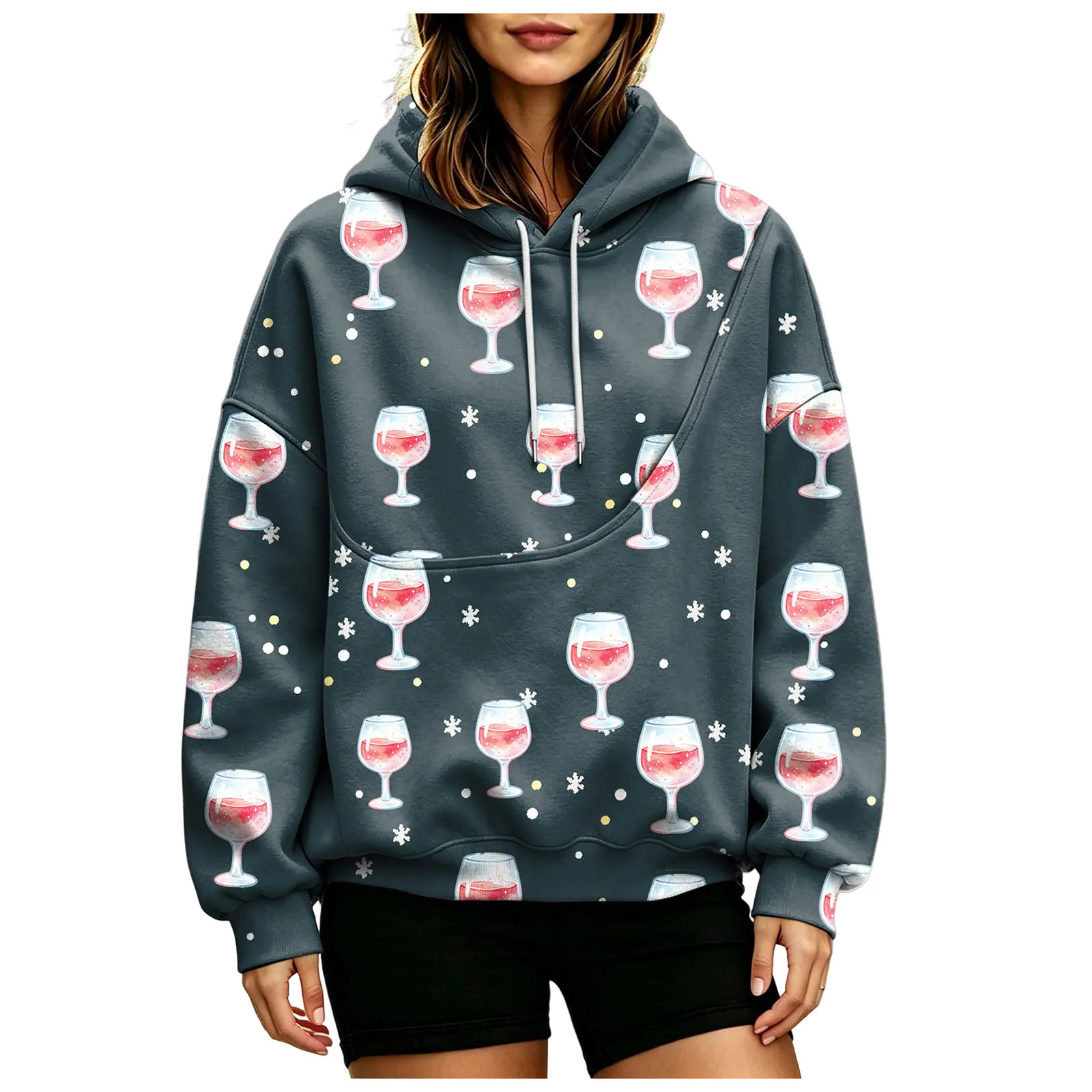 Womens Pet Pouch Hoodie Cozy Flannel Cat And Dog Oversized Hoodies Comfy Hoodies Women