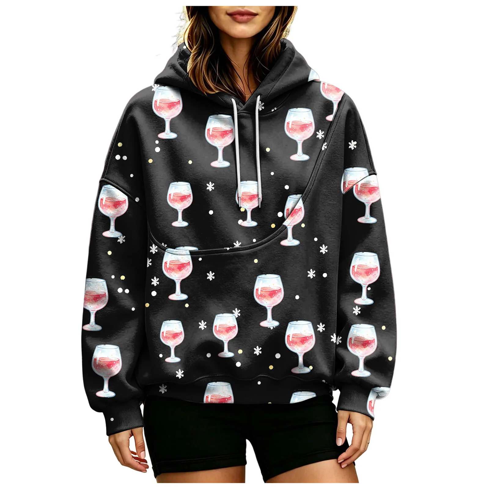 Womens Pet Pouch Hoodie Cozy Flannel Cat And Dog Oversized Hoodies Comfy Hoodies Women