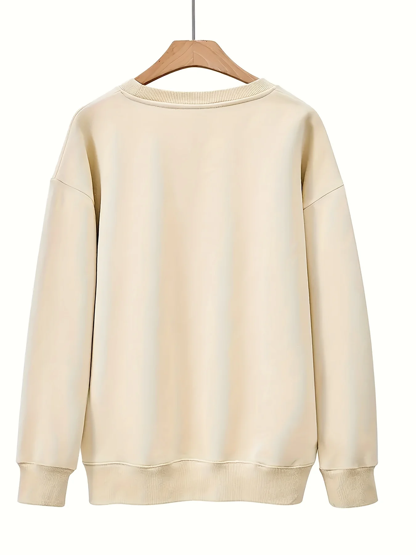 Women's Autumn and Winter Loose Casual Comfortable Letter Pattern Printed Velvet Long-Sleeved Round Neck Hoodie Pullover