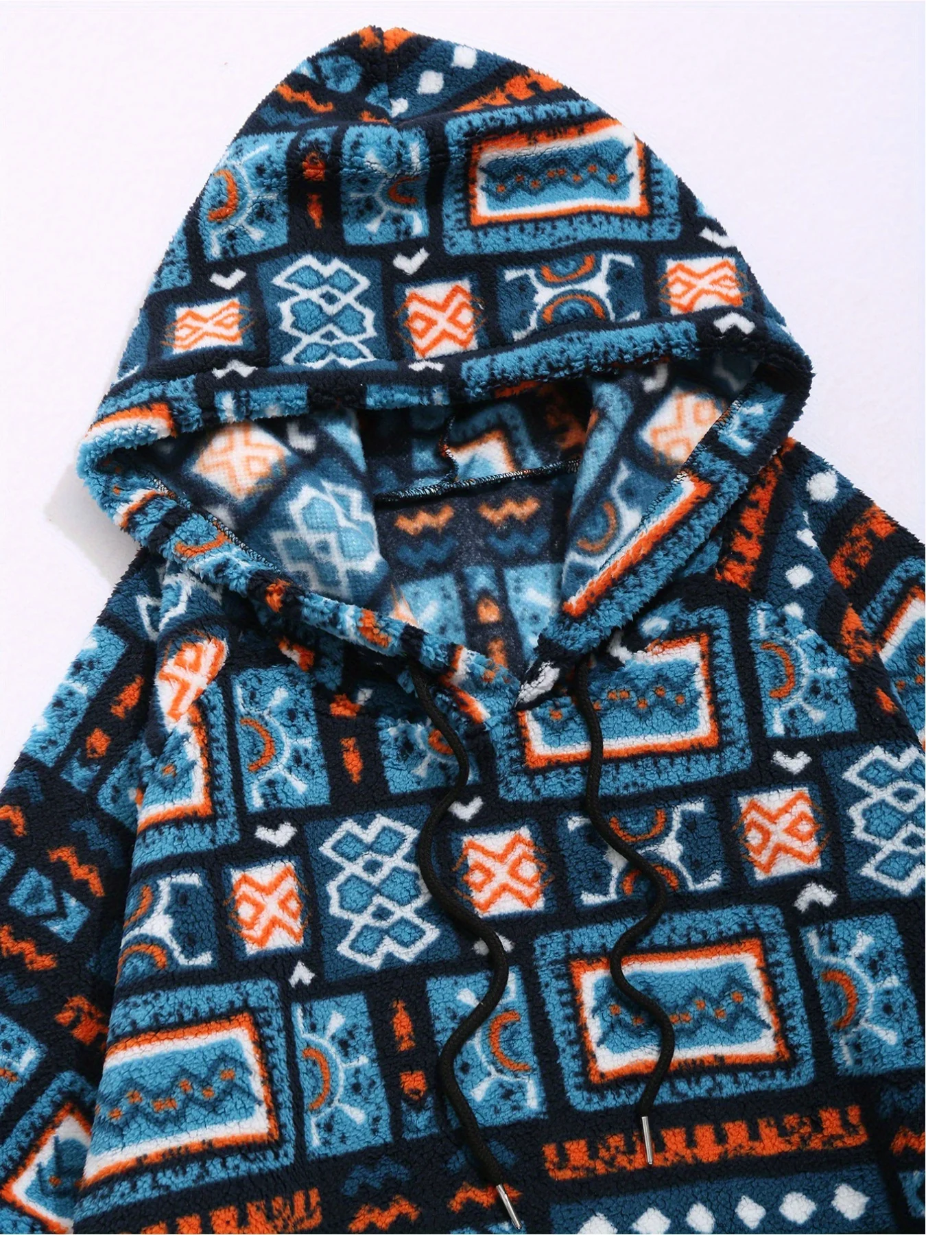 Women's Aztec national printing ultra-fine Austrian fleece hooded fashion sweater