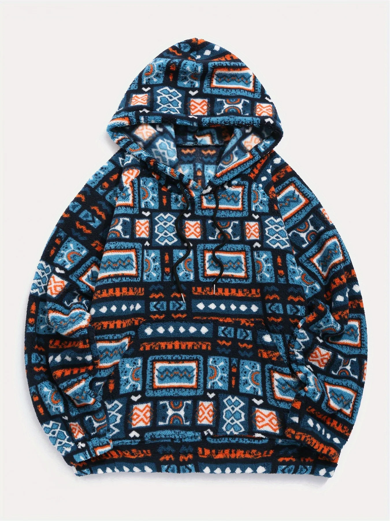 Women's Aztec national printing ultra-fine Austrian fleece hooded fashion sweater