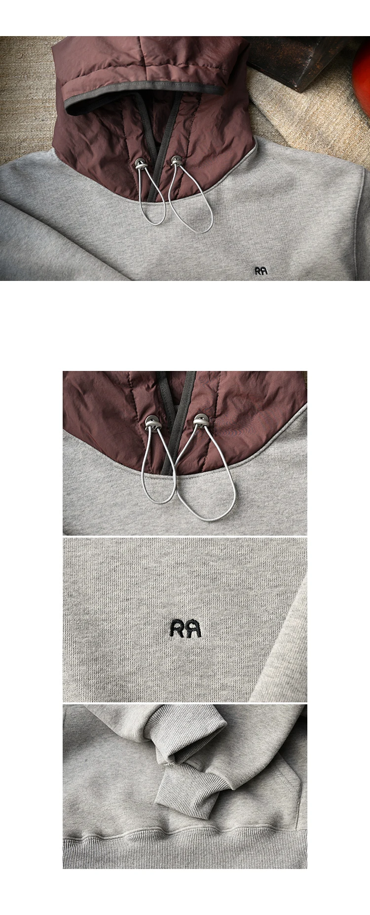 R71010 Korean Style Fashionable Versatile Fleece-Lined Loose Color-Block Drawstring Hooded Sweatshirt for Women 2026 Winter
