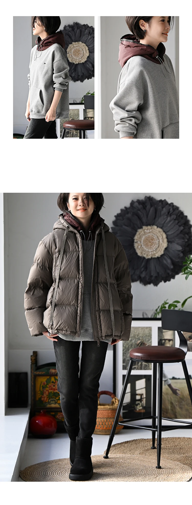 R71010 Korean Style Fashionable Versatile Fleece-Lined Loose Color-Block Drawstring Hooded Sweatshirt for Women 2026 Winter