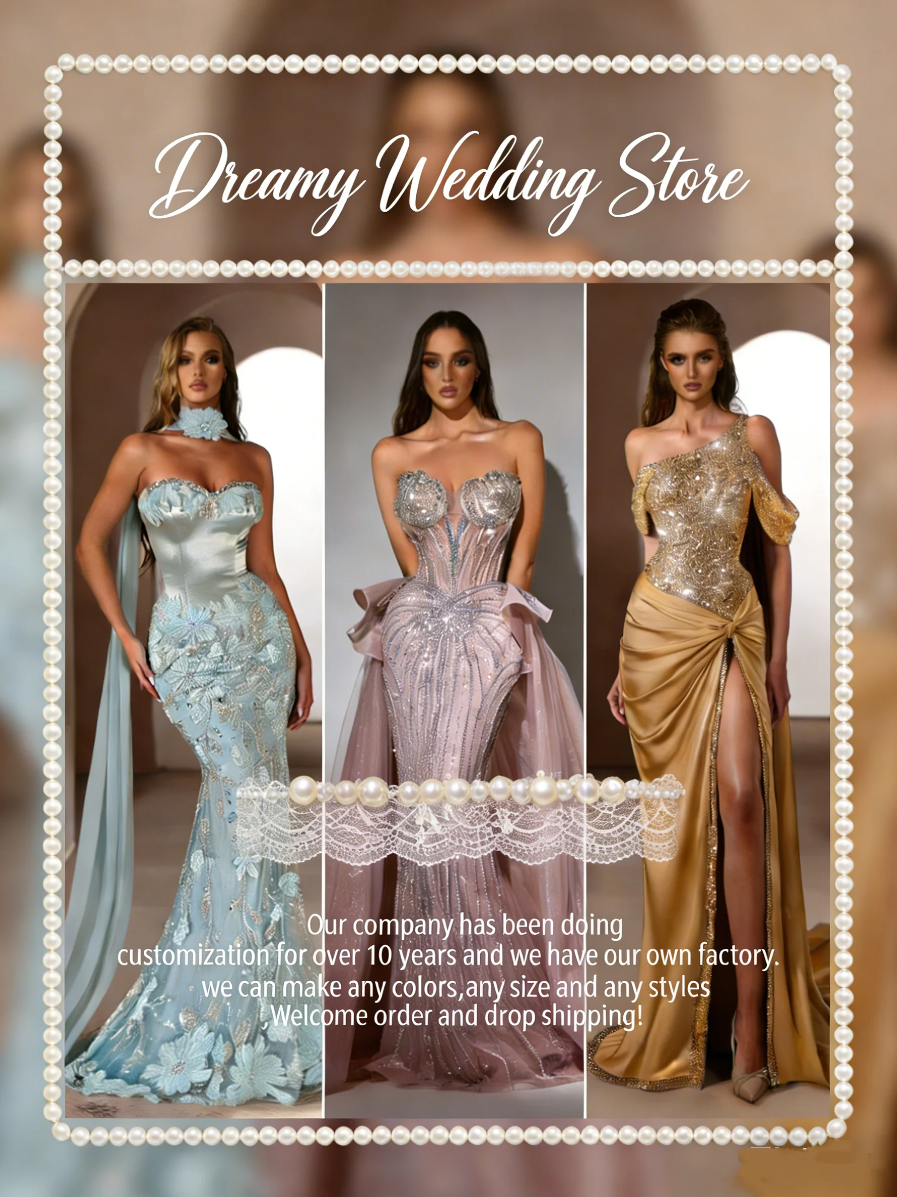 Exquisite Pearls Mermaid Weddinmg Dress With Cape Long Sleeve High Neck Bridal Gown Beaded Customized Formal Party