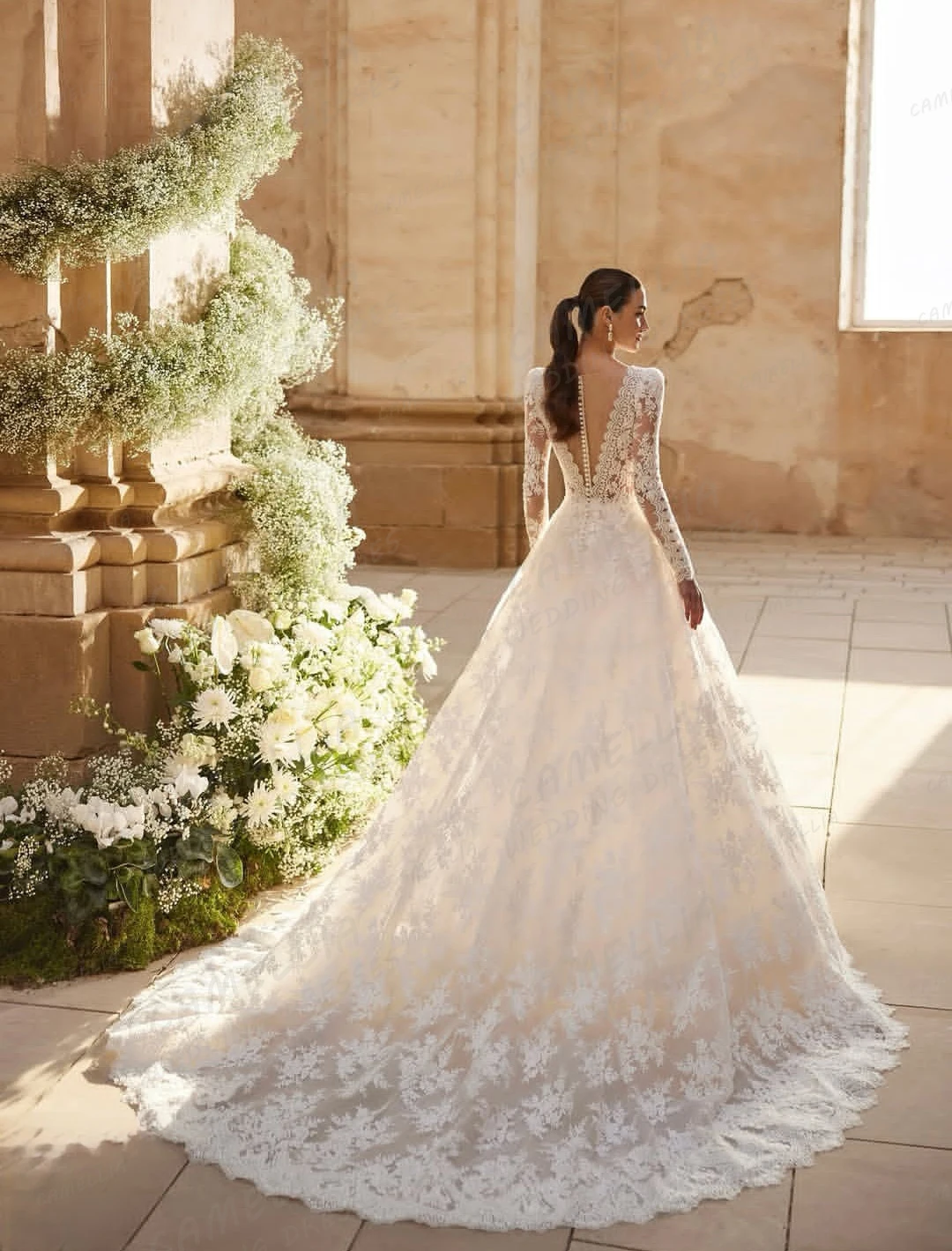 Luxury 2026 Wedding Dresses A Line Women Sexy Appliques Bridal Gowns Lace Sweep Train Formal V Neck Vestidos De Novia Customized
