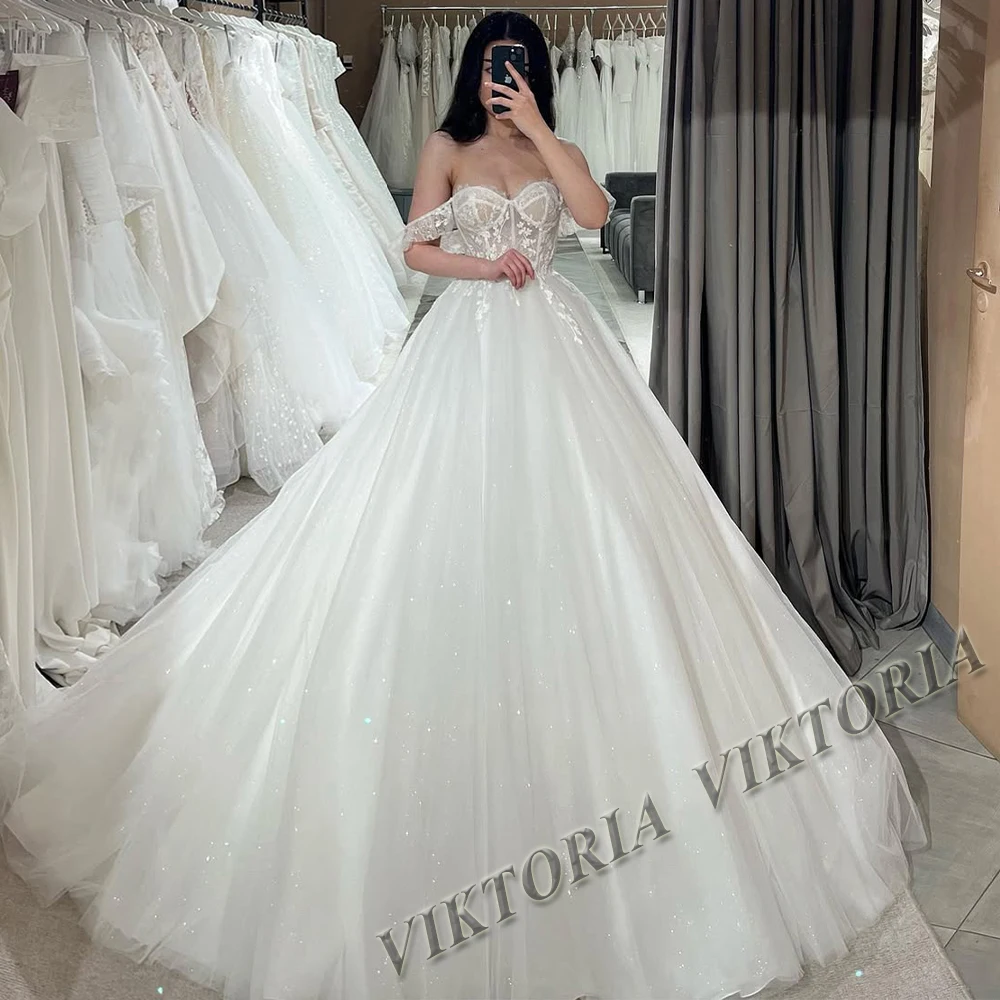 VIKTORIA Modern Off Shoulder Wedding Dresses For Woman Bride Sweetheart Lace Up Vestido De Casamento Personalized Customized