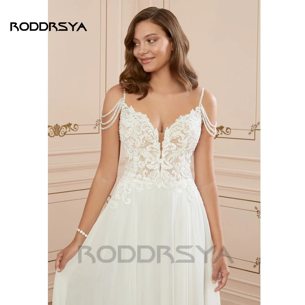 RODDRSYA Boho Wedding Dress for Women 2026 Sweetheart Beach Lace Bridal Dresses Backless Vestidos De Novia Chiffon Customized