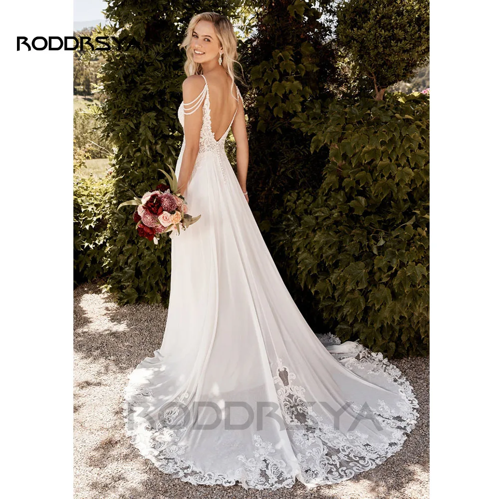 RODDRSYA Boho Wedding Dress for Women 2026 Sweetheart Beach Lace Bridal Dresses Backless Vestidos De Novia Chiffon Customized