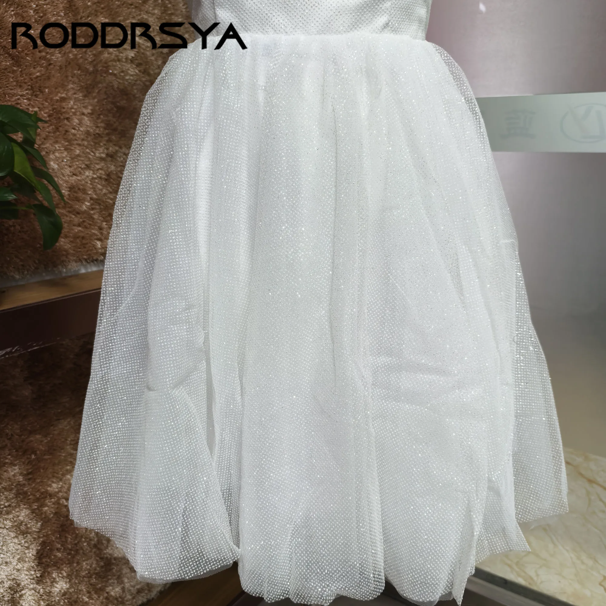 RODDRSYA Mini Wedding Dresses For Women Sparkling Tulle A-line Vestidos De Novia Princesa Sweetheart Off Shoulder Bride Party