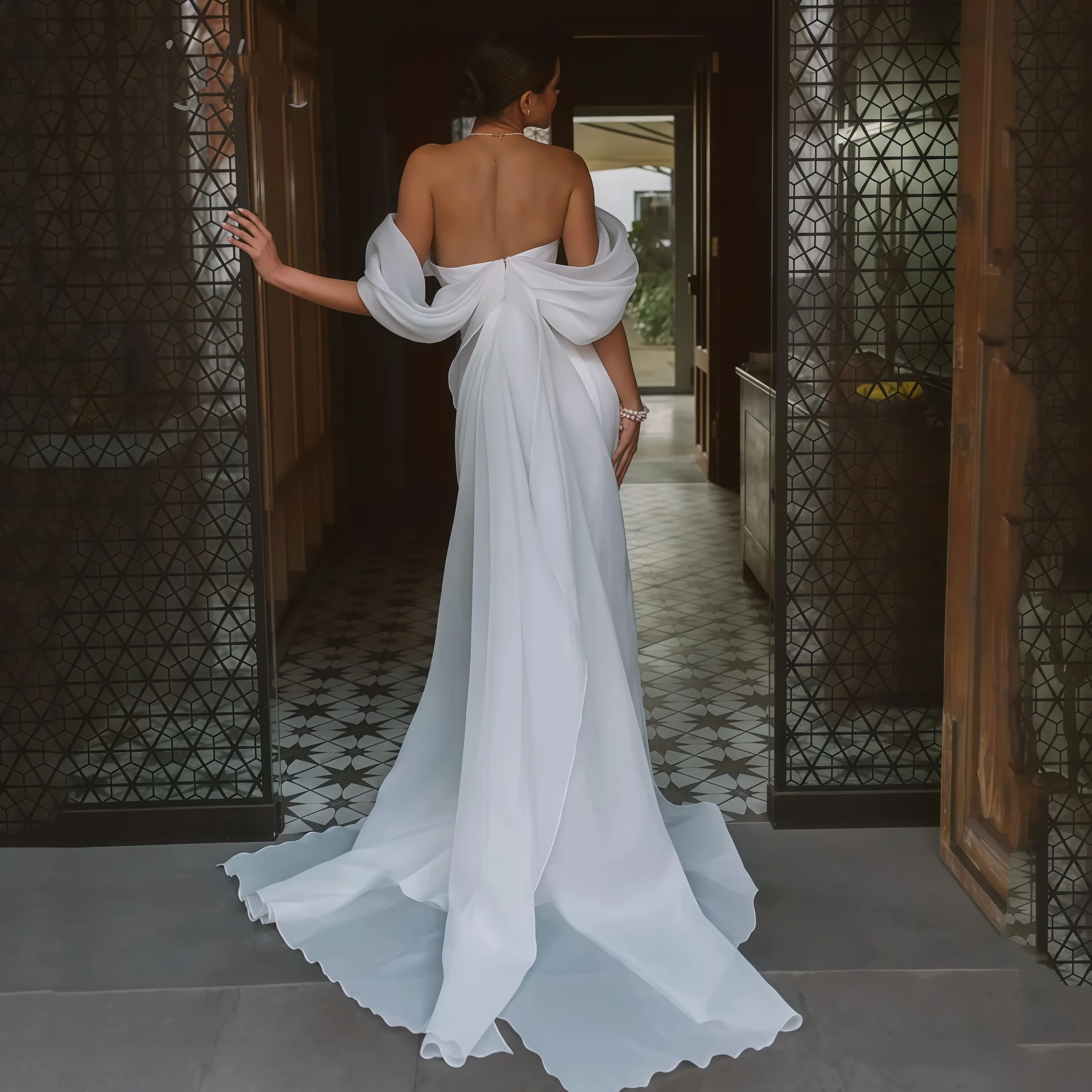 Elegant Sweetheart Mermaid Wedding Dress for Bride Off the Shoulder Open Back Bridal Gown Train Vestidos De Novia Customized