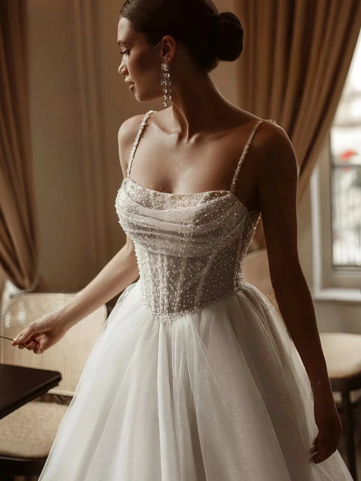 Glitter Wedding Dresses For Bride Charming Bridal Gowns Beading Spaghetti Straps Robes A Line Vestidos De Novia Customized 2025