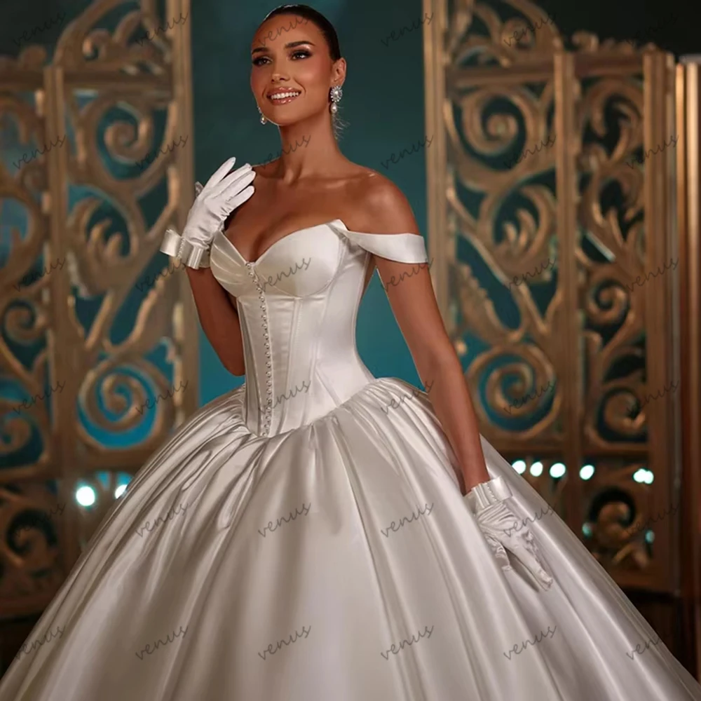 Charming Wedding Dresses Satin Bridal Gowns Off The Shoulder Robe Princess Gorgeous Sweetheart Vestidos De Novia Customized 2026