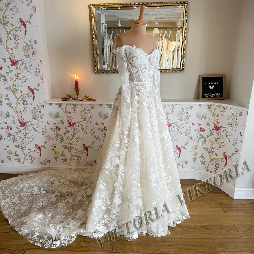 VIKTORIA Pastrol Lace Wedding Dresses For Woman Bridal A-LINE Sweetheart Corset Tulle Appliques Vestidos De Novia Custom Made