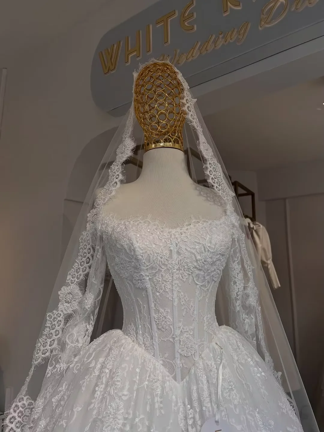 Luxury Lace Wedding Dress Vestido De Novia Princess Ball Gown Long Sleeve Elegant Bridal Dress for Women
