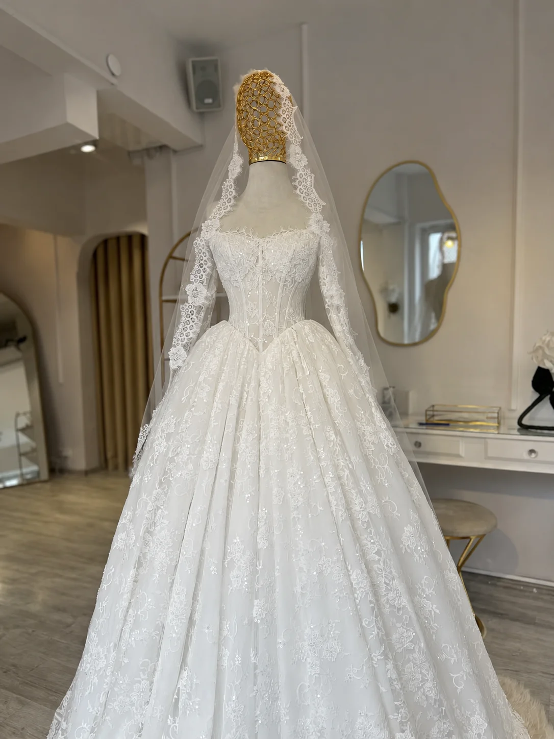Luxury Lace Wedding Dress Vestido De Novia Princess Ball Gown Long Sleeve Elegant Bridal Dress for Women
