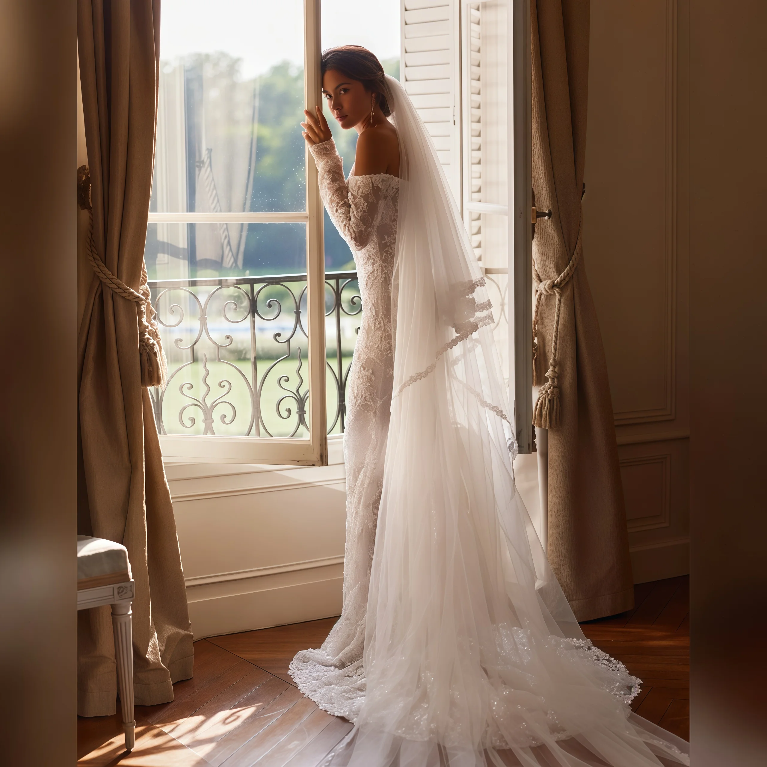 ZIBUYU Customized Luxury Mermaid Wedding Dress Off Shoulder Sweetheart Long Sleeve Lace Beaded Backless Bridal Gown