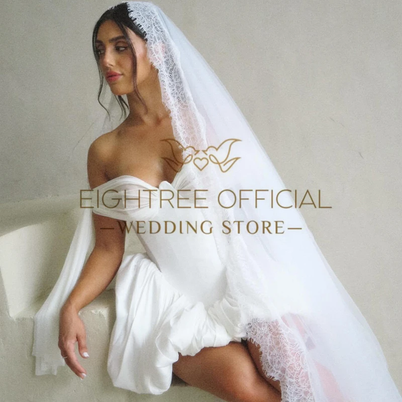 Eightree Women Short Wedding Dresses 2026 Sweetheart Sleeveless Satin Bridal Dress White Evening Wedding Prom Gowns Customized