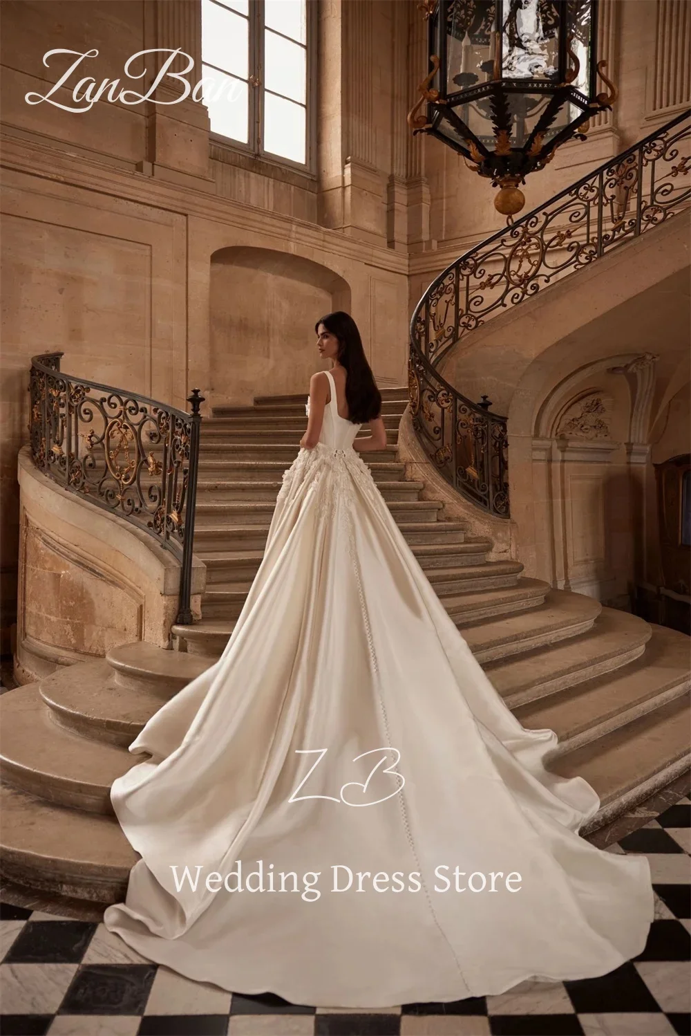 ZanBan Exquisite Ivory Wedding Dress Detachable Train 2025 Sleeveless Bridal Gown Mermaid Bride Dress Customized Vestido De Noiv