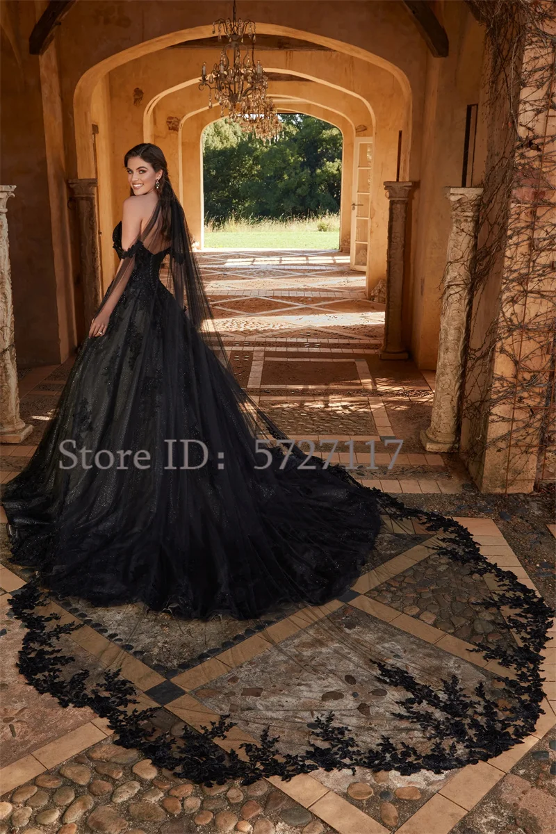 Elegant Sweetheart Tulle Wedding Dress Sequins Appliques Lace Off Shoulder Bridal Gown Party Custom Made