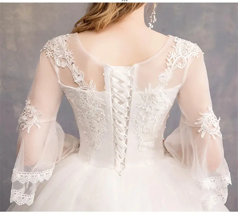Vintage Wedding Dresses 2024 New Cheap Wedding Dress Full Flare Sleeve Lace Embroidery Princess Vestido De Noiva Customized