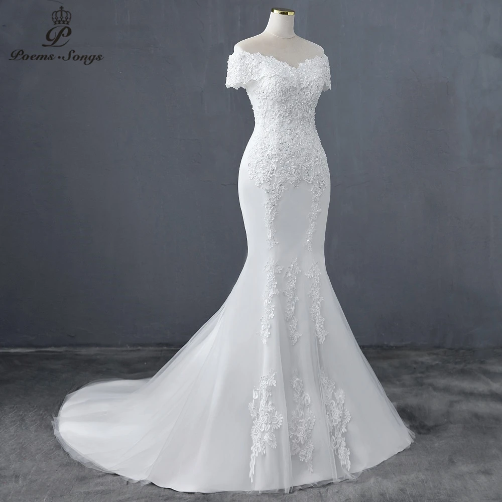Customized Sweetheart Boat Neck Style Mermaid Wedding Dress Wedding Gowns Marriage Bride Dress Vestidos De Novia Robe De Mariee