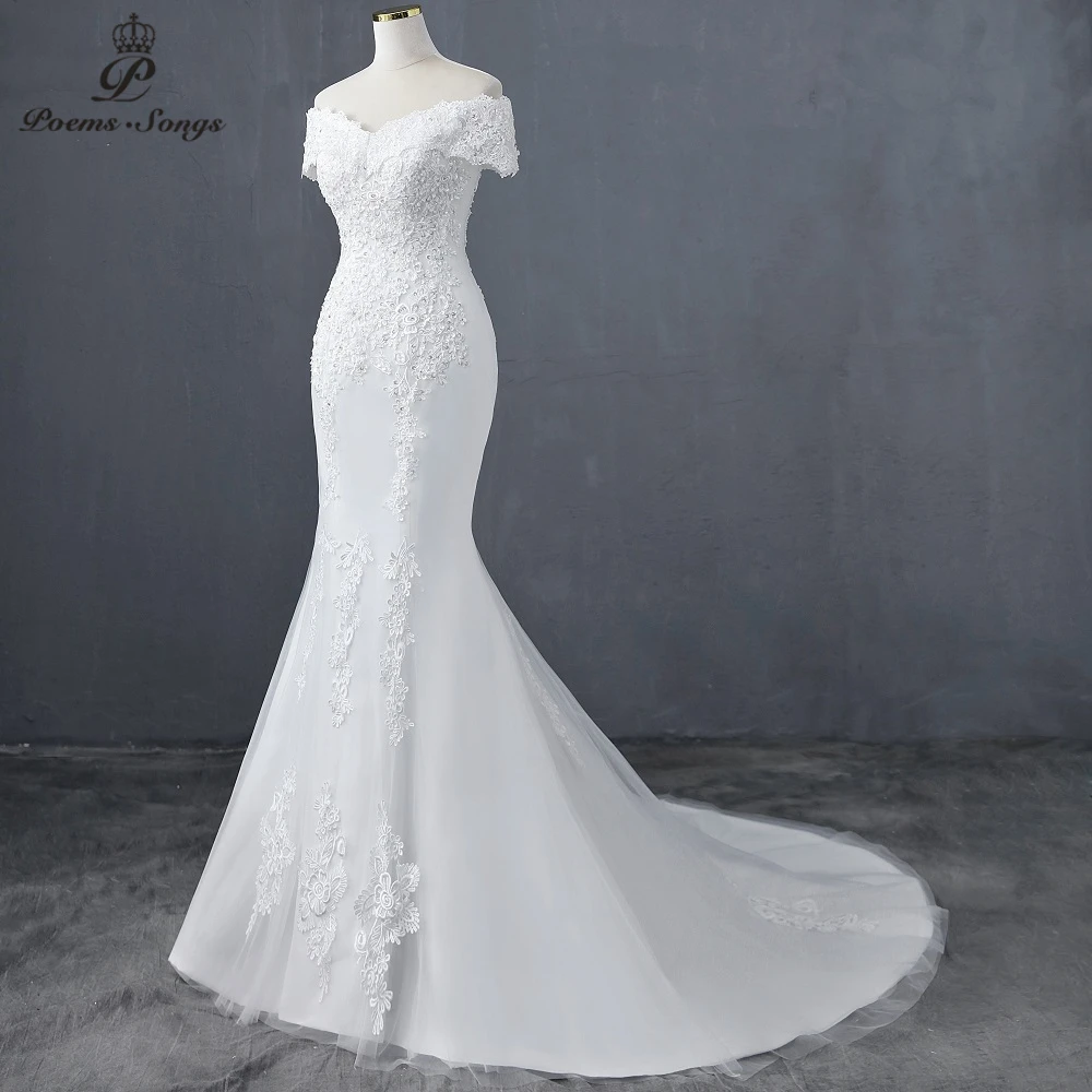 Customized Sweetheart Boat Neck Style Mermaid Wedding Dress Wedding Gowns Marriage Bride Dress Vestidos De Novia Robe De Mariee