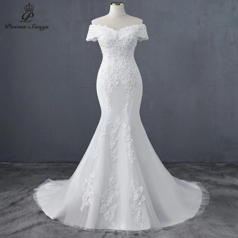 Customized Sweetheart Boat Neck Style Mermaid Wedding Dress Wedding Gowns Marriage Bride Dress Vestidos De Novia Robe De Mariee