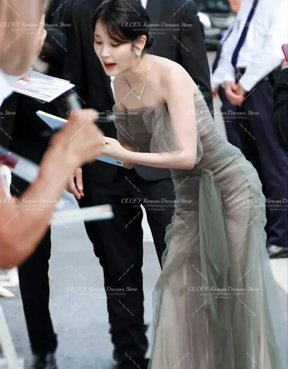 OLOEY 2025 Customized Mermaid Evening Party Dresses Tulle Korea Green Ruched Wedding Women Gowns Event Prom Gowns Customized