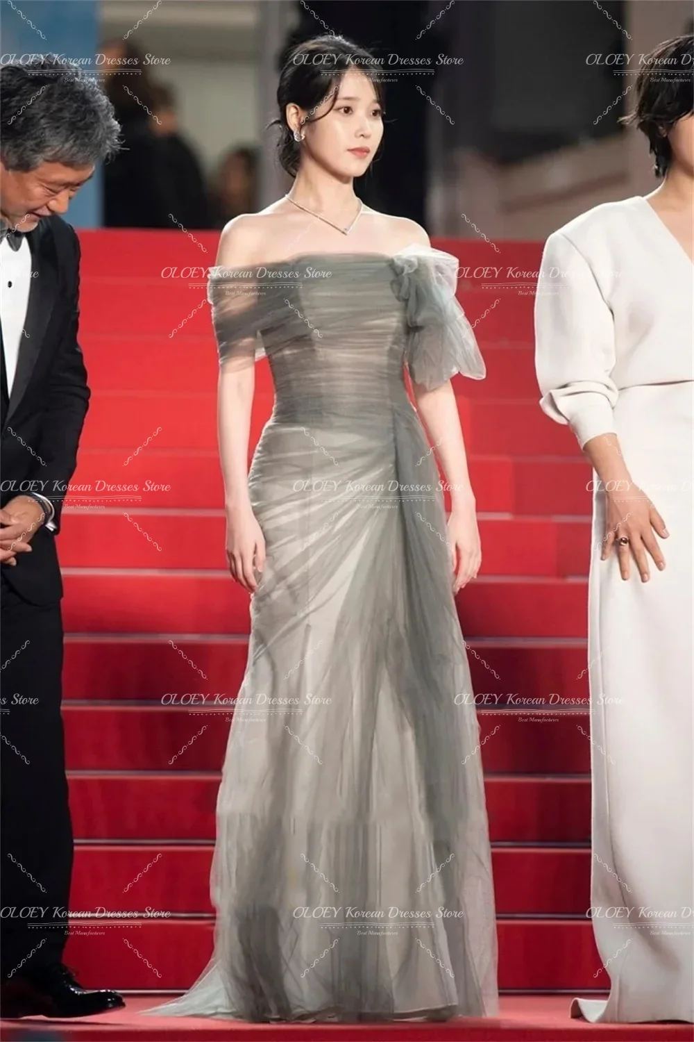 OLOEY 2025 Customized Mermaid Evening Party Dresses Tulle Korea Green Ruched Wedding Women Gowns Event Prom Gowns Customized